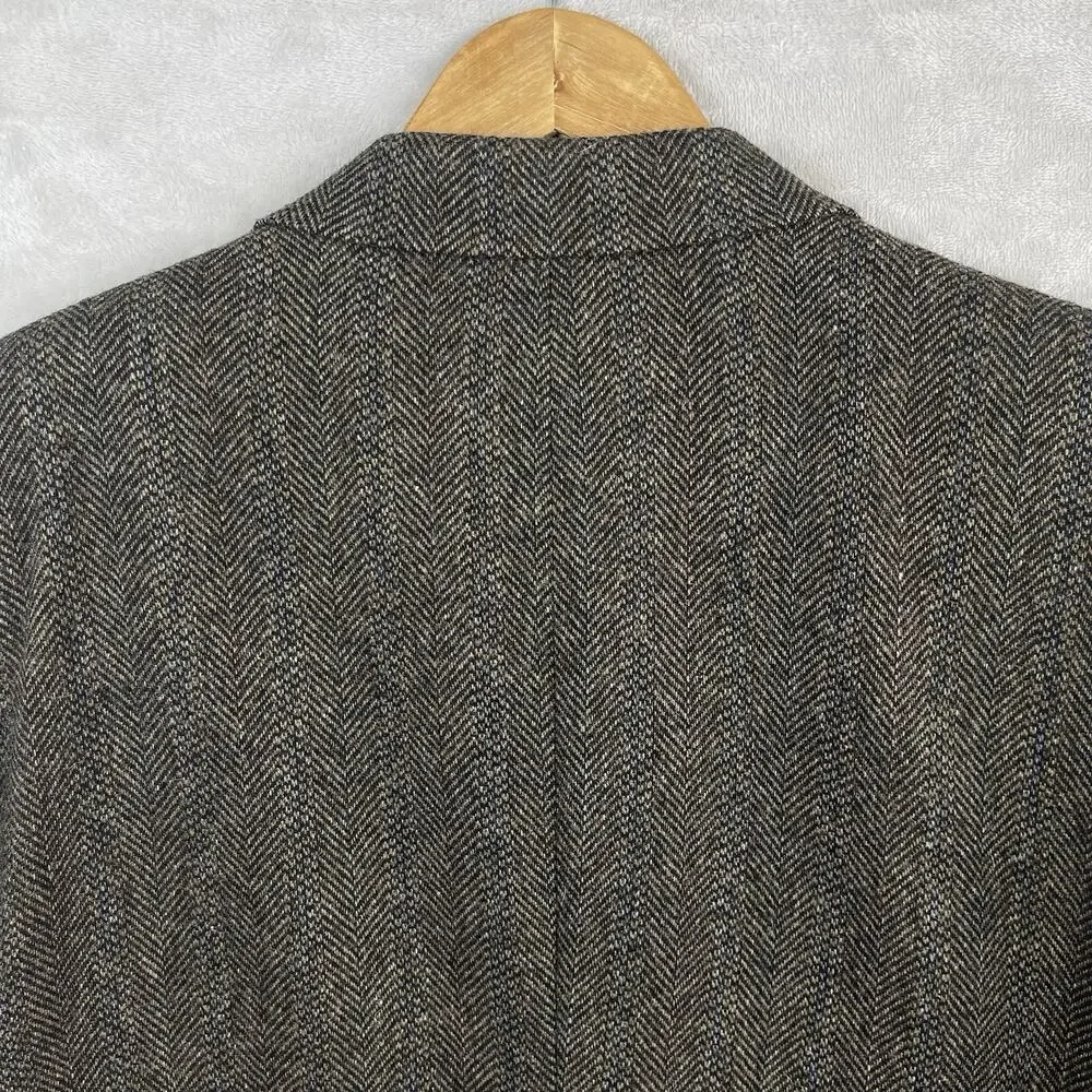 Vintage Cricketeer Lambs Wool Herringbone Blazer 44R Tweed USA Made Preppy